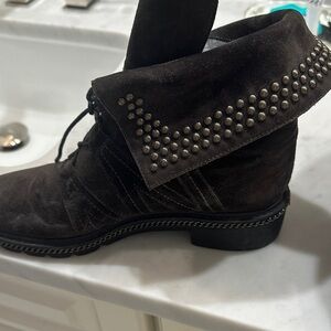 Studded Black Suede Ankle Boots